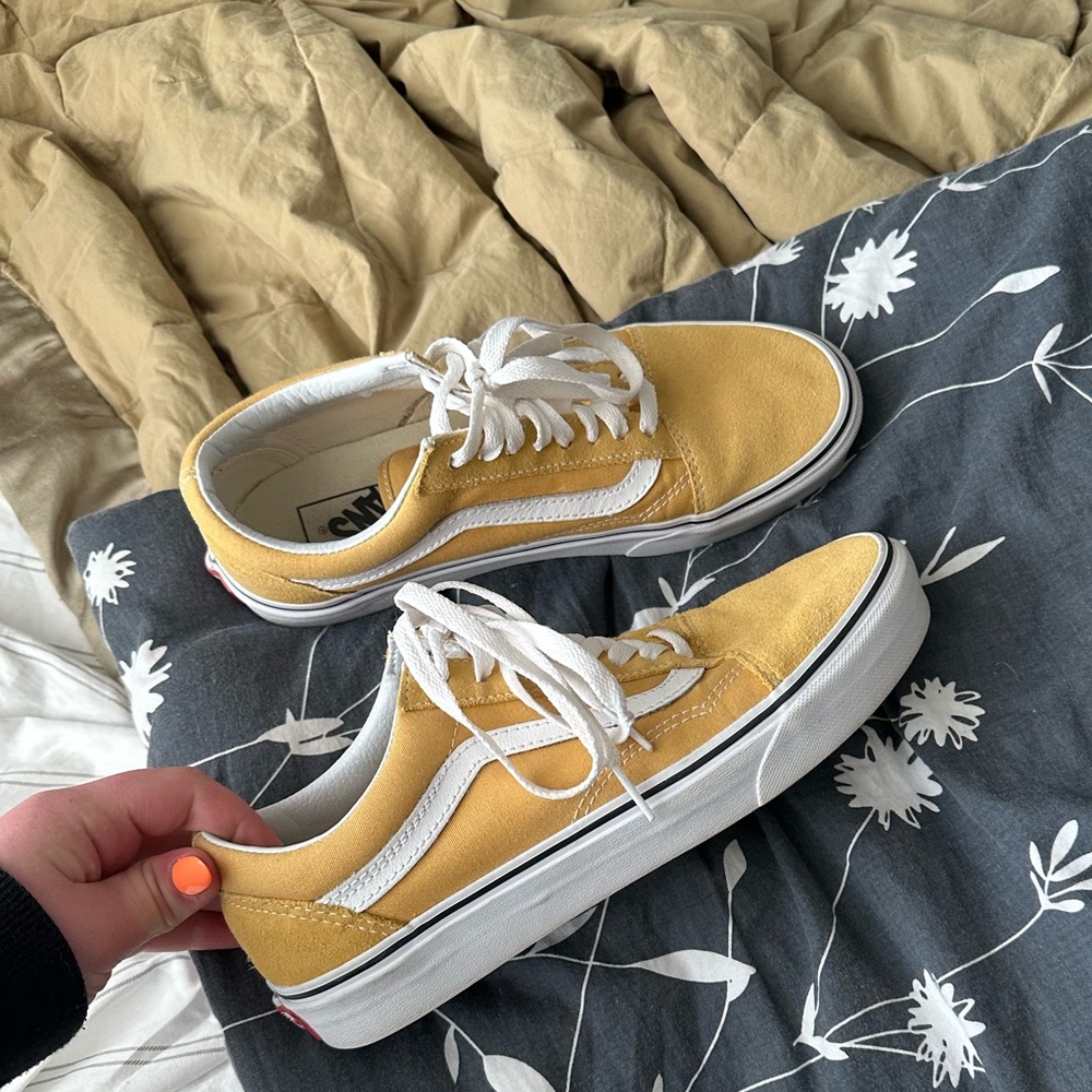 Vans Old Skool Yellow and White Canvas Sneakers